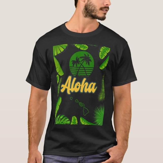 CAMISETA ALOHA HAWAII MUJERES NIÑAS (Anverso)