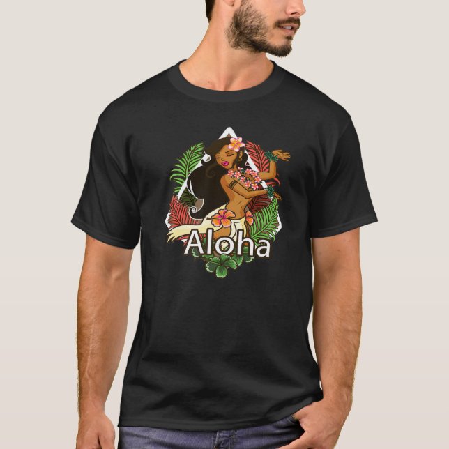 Camiseta Aloha Hawaii se acerca a las mujeres hawaianas (Anverso)