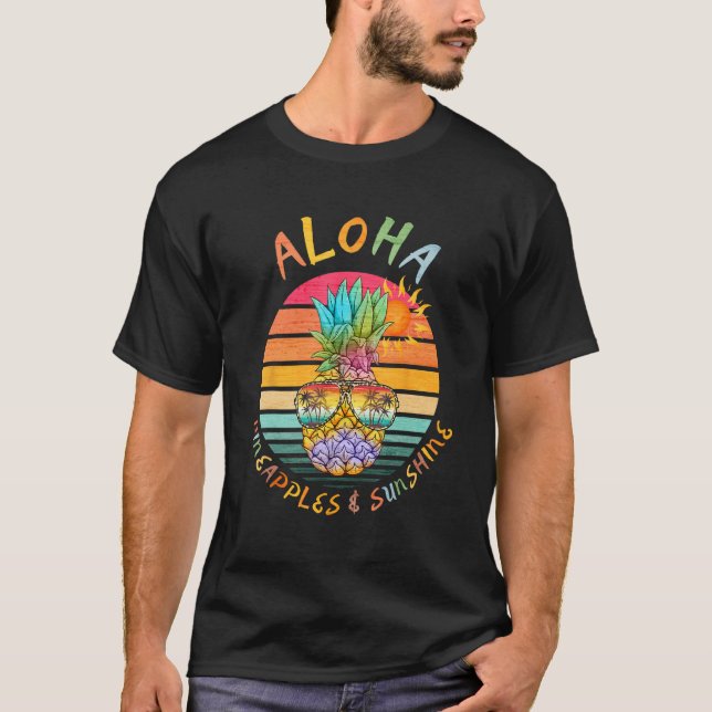 Camiseta Aloha Hawaii Sunshine Vibes & Pineapple Summer Bea (Anverso)