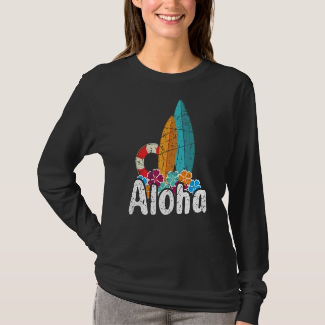 Camiseta Aloha Hawaii Surfing Retro Sunset (Anverso)