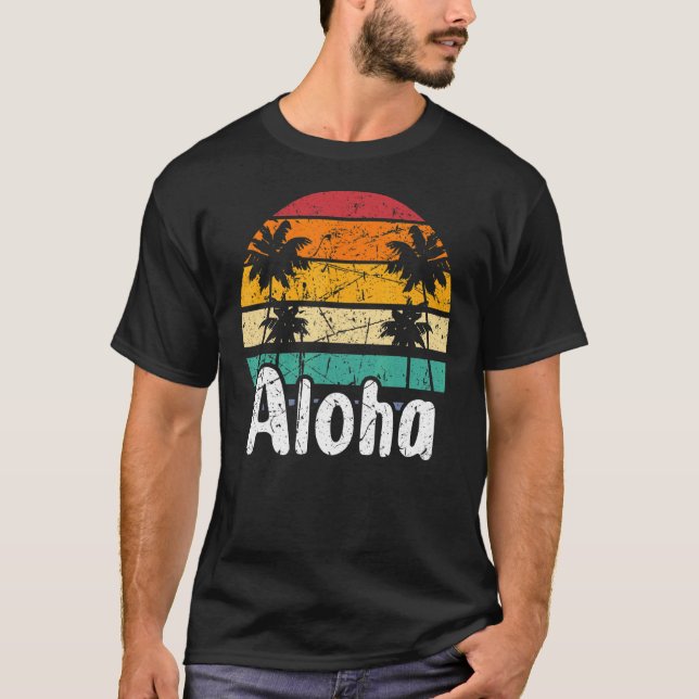 Camiseta Aloha Hawaii Surfing Retro Sunset 14 (Anverso)