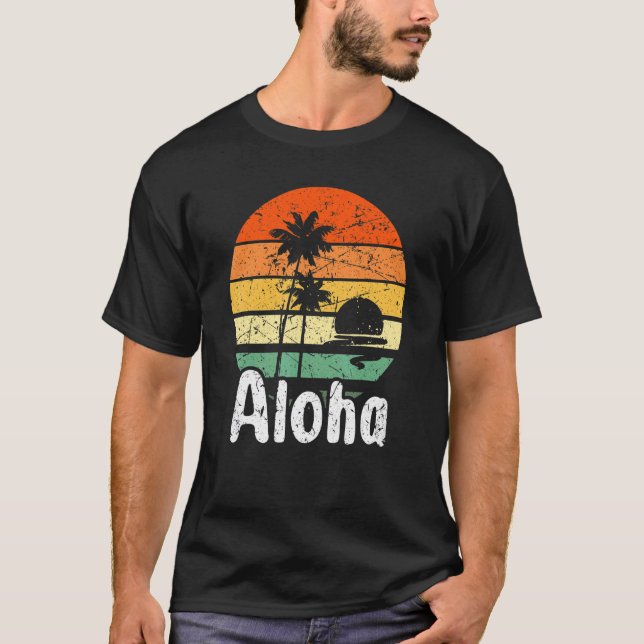 Camiseta Aloha Hawaii Surfing Retro Sunset 18 (Anverso)
