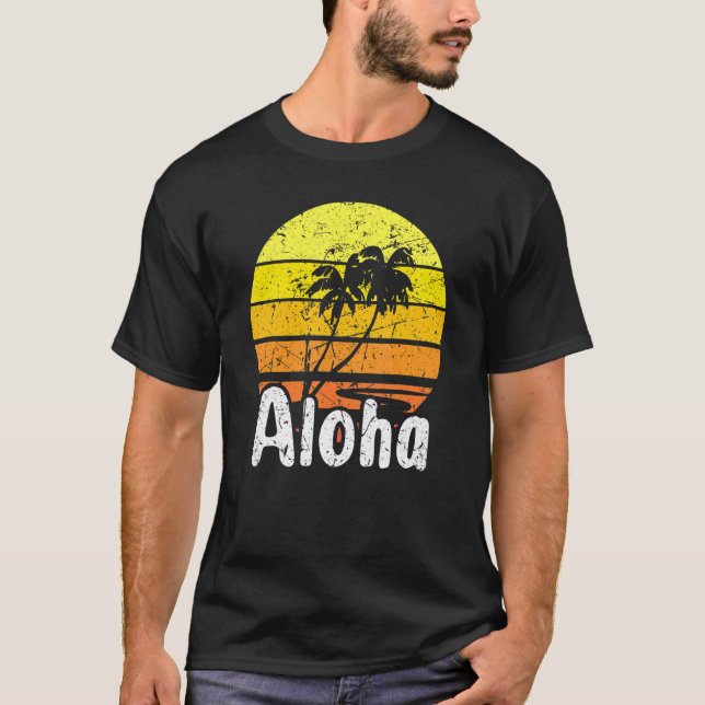 Camiseta Aloha Hawaii Surfing Retro Sunset 2 (Anverso)