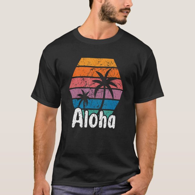 Camiseta Aloha Hawaii Surfing Retro Sunset 21 (Anverso)