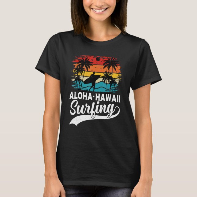 Camiseta Aloha Hawaii Surfing Summer Vacation Beach Wave Su (Anverso)