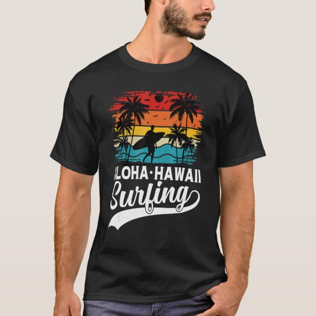 Camiseta Aloha Hawaii Surfing Summer Vacation Beach Wave Su (Anverso)