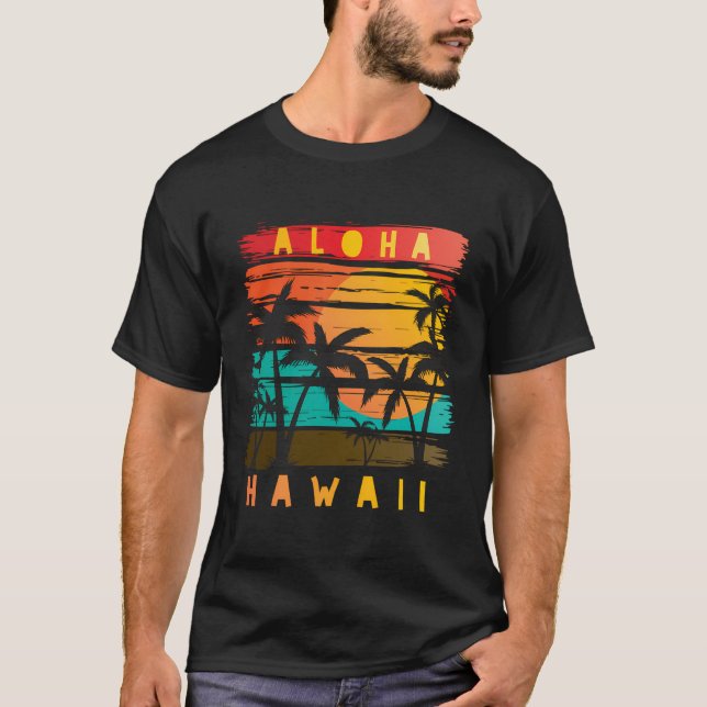 Camiseta Aloha Hawaii Tropical Beach Paradise Vintage Sunse (Anverso)