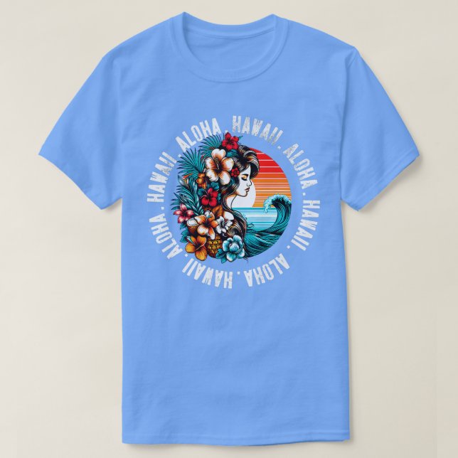 Camiseta Aloha Hawaii Tropical Hawai Retro Palm Tree Sun (Diseño del anverso)