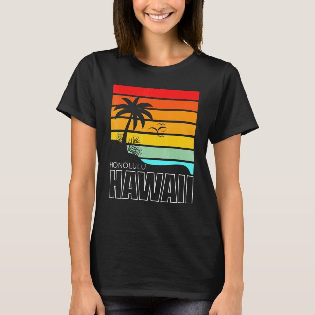 Camiseta Aloha Hawaiian Beach Palm Trees Verano Retro Honol (Anverso)