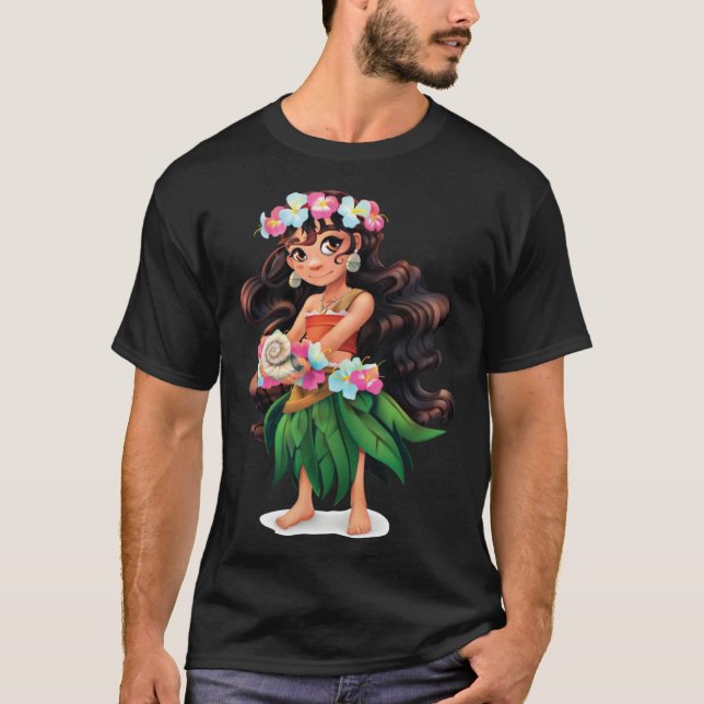 Camiseta Aloha Hawaiian Girl Dancer  Detailed Graphic (Anverso)