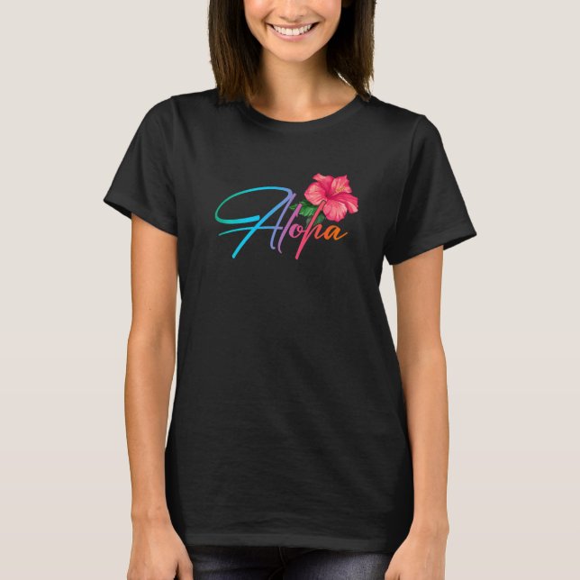 Camiseta Aloha Hawaiian Hibiscus Flowers Hawaii Beach Luau (Anverso)