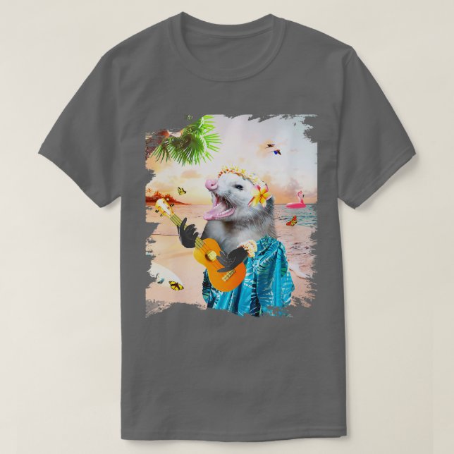 Camiseta Aloha Hawaiian Possum Opossum Beach TShirt (Diseño del anverso)