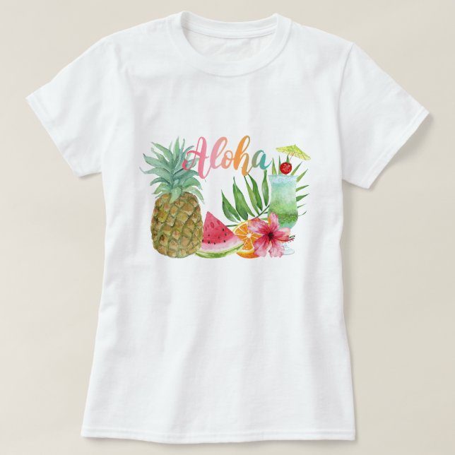 Camiseta Aloha Hawaiian Tropical Pineapple Women (Diseño del anverso)