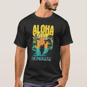 Camiseta Aloha Honolulu Oahu Hawaii Surfer Sunset Waikiki B