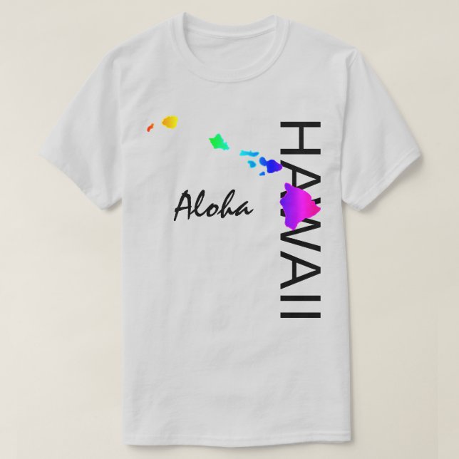 CAMISETA ALOHA - ISLAS HAWAII NEON RAINBOW (Diseño del anverso)