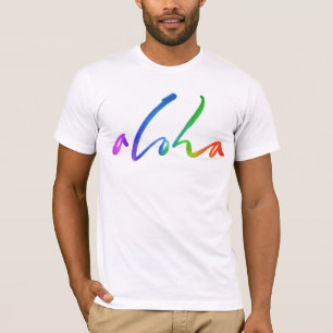 Camiseta Aloha - Letras de mano tropical - Hawaii Hawai'i