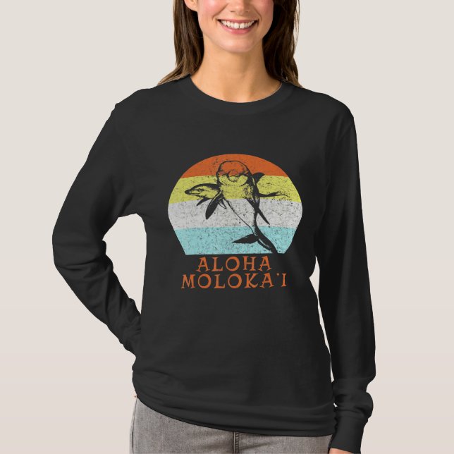 Camiseta Aloha Molokai Vintage Hawaii Dolphin Artw (Anverso)