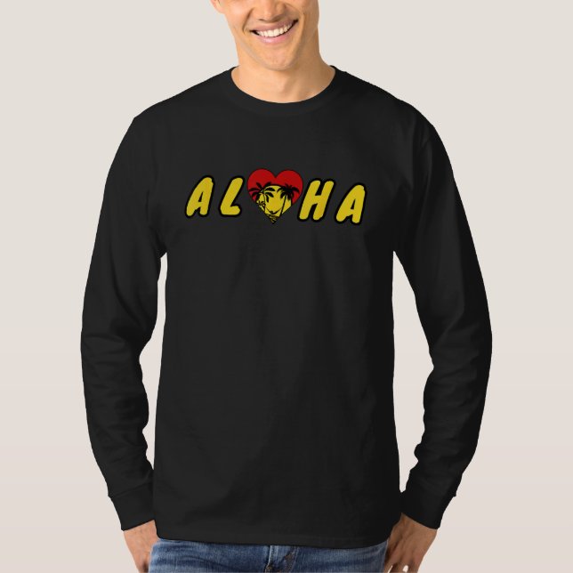 Camiseta ALOHA  Palm Trees Hammock Beach Sunset scene in He (Anverso)