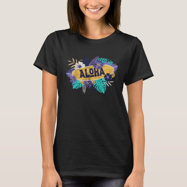 Camiseta Aloha Palms & Surf Board (Anverso)