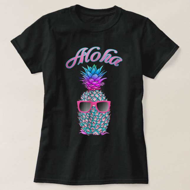 Camiseta Aloha Piña Tropical Con Gafas De Sol (Diseño del anverso)