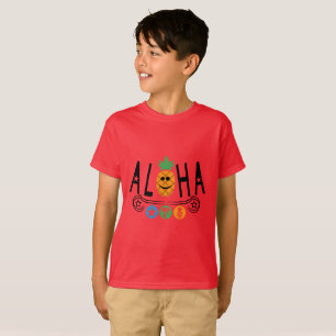 Camiseta Aloha PIneapple Design - Niños Hanes TAGLESS® T-
