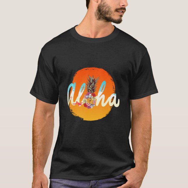 Camiseta Aloha Pineapple Floral Beach Hawaii (Anverso)