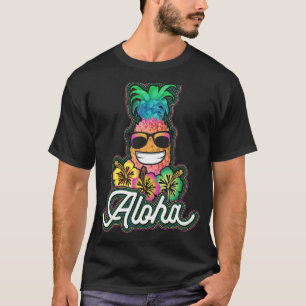 Camiseta Aloha Pineapple Gafas de sol Hawaii Beach Summer V