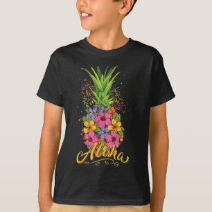 Camiseta Aloha Pineapple Hibiscus Chica Hawaiana