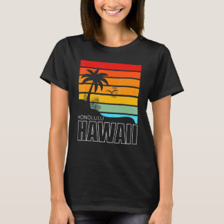Camiseta Aloha Playa Hawaiana Palmeras Verano Retro Honol