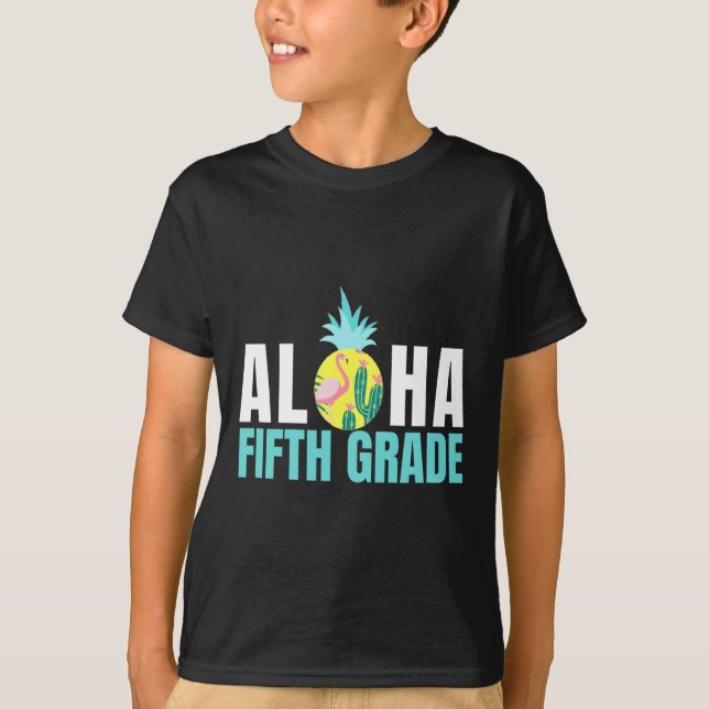 Camiseta Aloha Quinto Grado Regreso a la Escuela Niños Maes (Anverso)