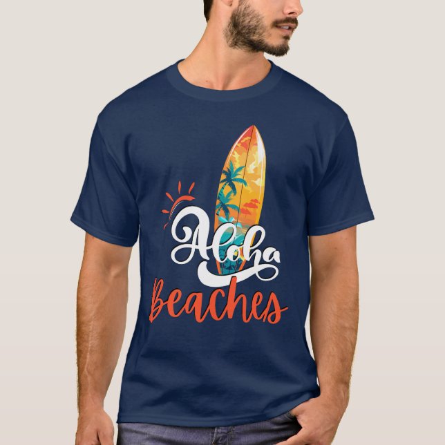 Camiseta Aloha se acerca al azul de la marina masculina (Anverso)