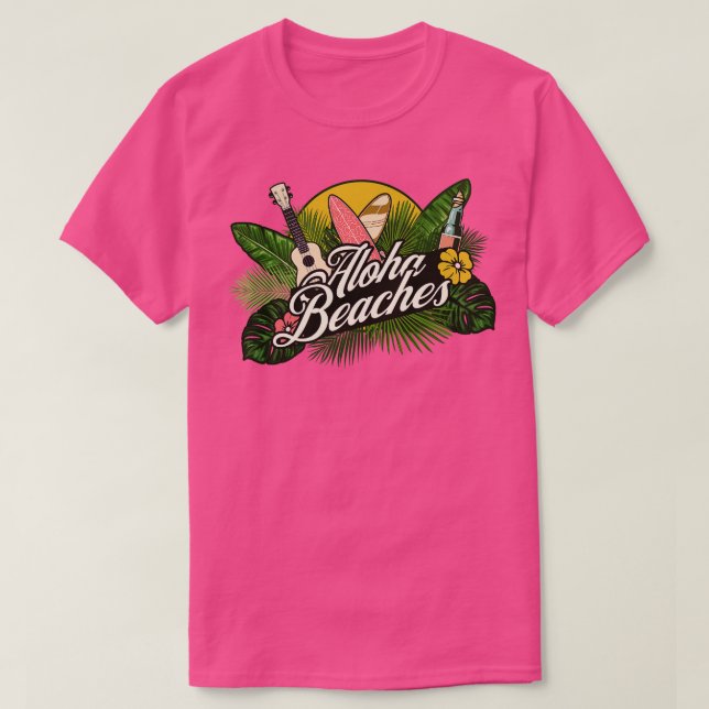 Camiseta Aloha se acerca al flujo de plantas tropicales haw (Diseño del anverso)