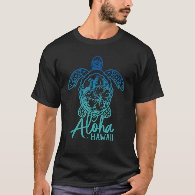 Camiseta Aloha Sea Turtles Hawaiana Flor De Tortuga Marina  (Anverso)