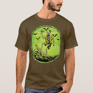 Camiseta Aloha Skeleton Surfing Surfboard Wave Vintage Gra