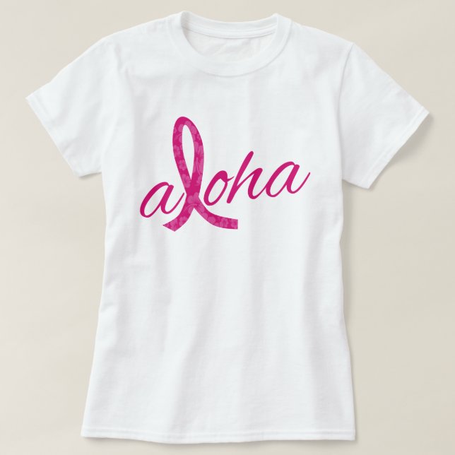 Camiseta Aloha Spirit Pink Ribbon Design for Breast Cancer (Diseño del anverso)