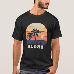 Camiseta Aloha Surfing Hawaiian Vacation Sunset Palm Tree T