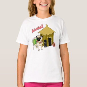 Camiseta ¡Aloha!  Tees de pug hawaiano para niños
