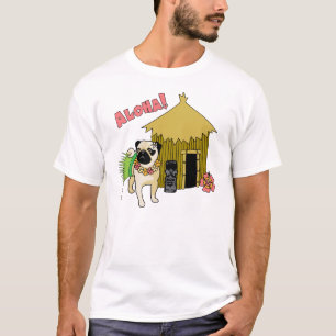 Camiseta ¡Aloha! Tees de pug hawaiano para niños y adulto