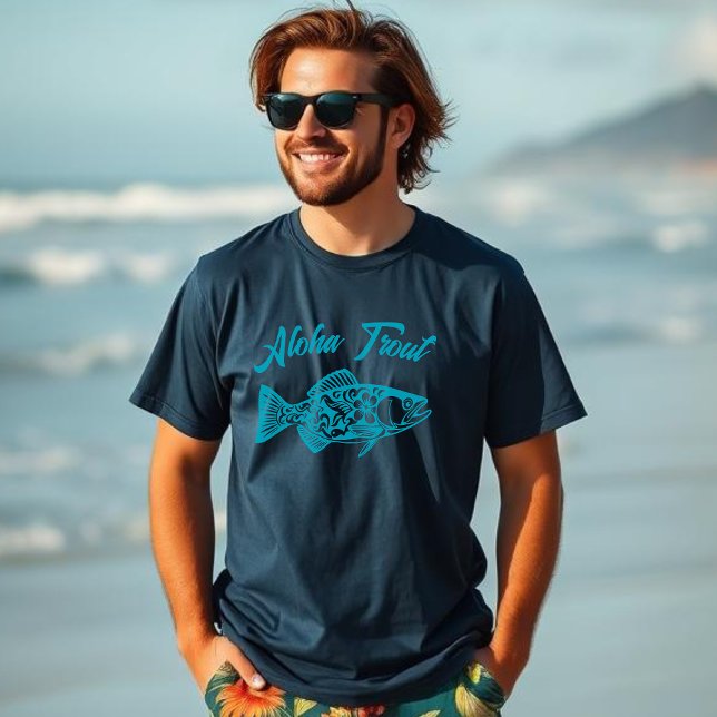 Camiseta Aloha Trout-Fisherman Style (Aloha Trout-Hawaiian t shirt-Tropical-Summer T shirt-Beachcore-surfer- Fisherman Core)