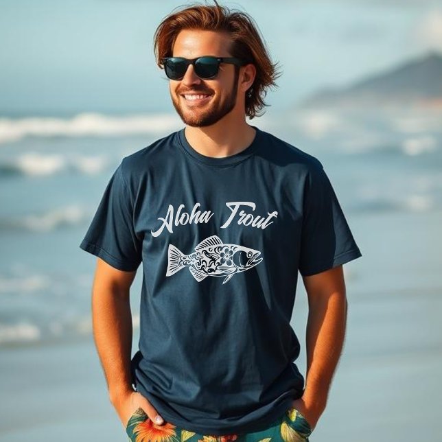 Camiseta Aloha Trout-Fisherman Style (Aloha Trout-Hawaiian t shirt-Summer T shirt-Beachcore-Fisherman Core-Fish Graphic-Tropical Fish)
