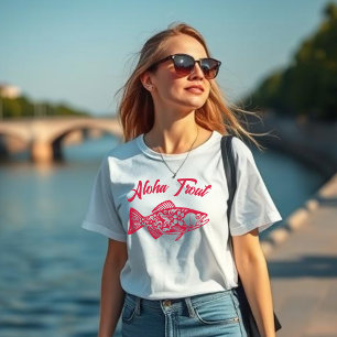 Camiseta Aloha Trucha-Hawaiano-Pescador Core- Rojo Cereza