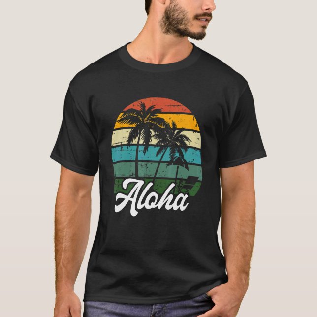 Camiseta Aloha Vacaciones Hawaianas De Aloha Retro De Árbol (Anverso)