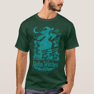 Camiseta Aloha Wites Tropi de Halloween de la Bruja de Surf