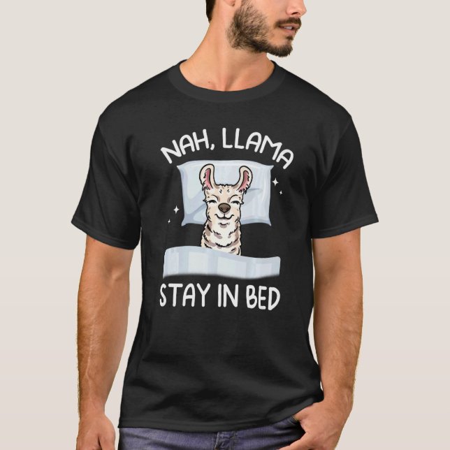 Camiseta Alojamiento de Llama En La Cama Lazy Llama A Un An (Anverso)