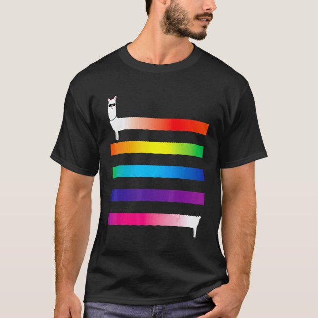 Camiseta Alongollamarainbow Junto a una arcoíris de llama c (Anverso)