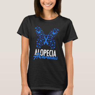 Camiseta Alopecia Conciencia Cinta azul Mariposa Alopecia