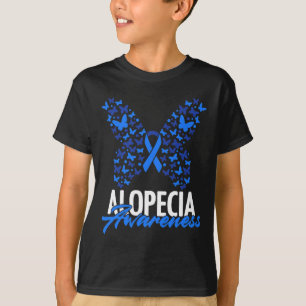 Camiseta Alopecia Conciencia Cinta azul Mariposa Alopecia