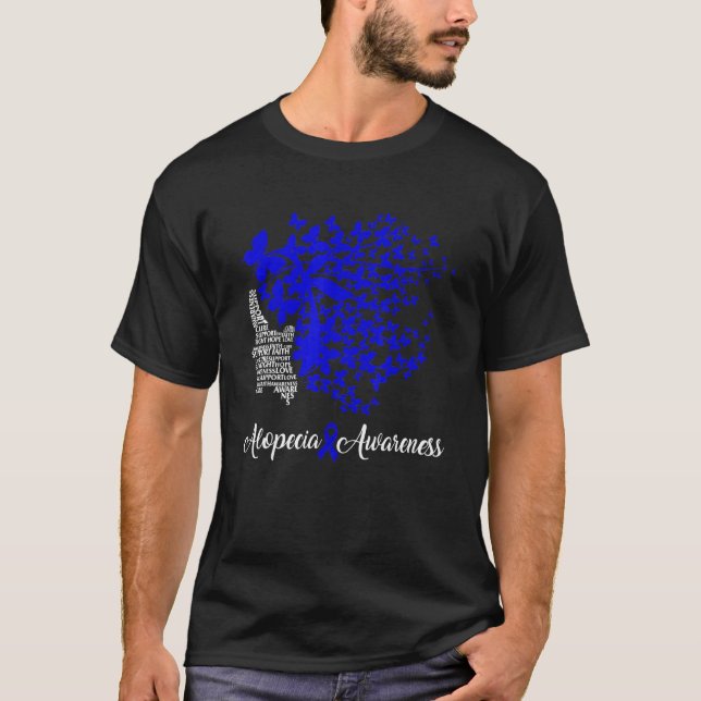 Camiseta Alopecia Conciencia Cinta azul Pérdida de cabello  (Anverso)