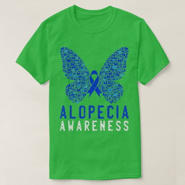 Camiseta Alopecia de la mariposa Alopecia Conciencia Cinta  (Diseño del anverso)