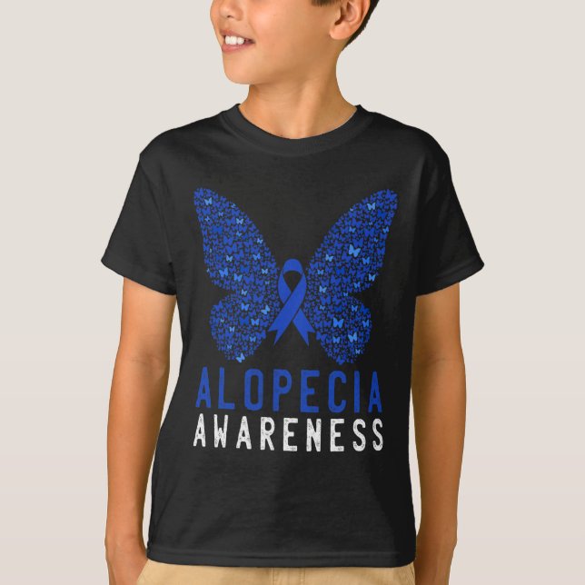 Camiseta Alopecia de la mariposa Alopecia Conciencia Cinta  (Anverso)